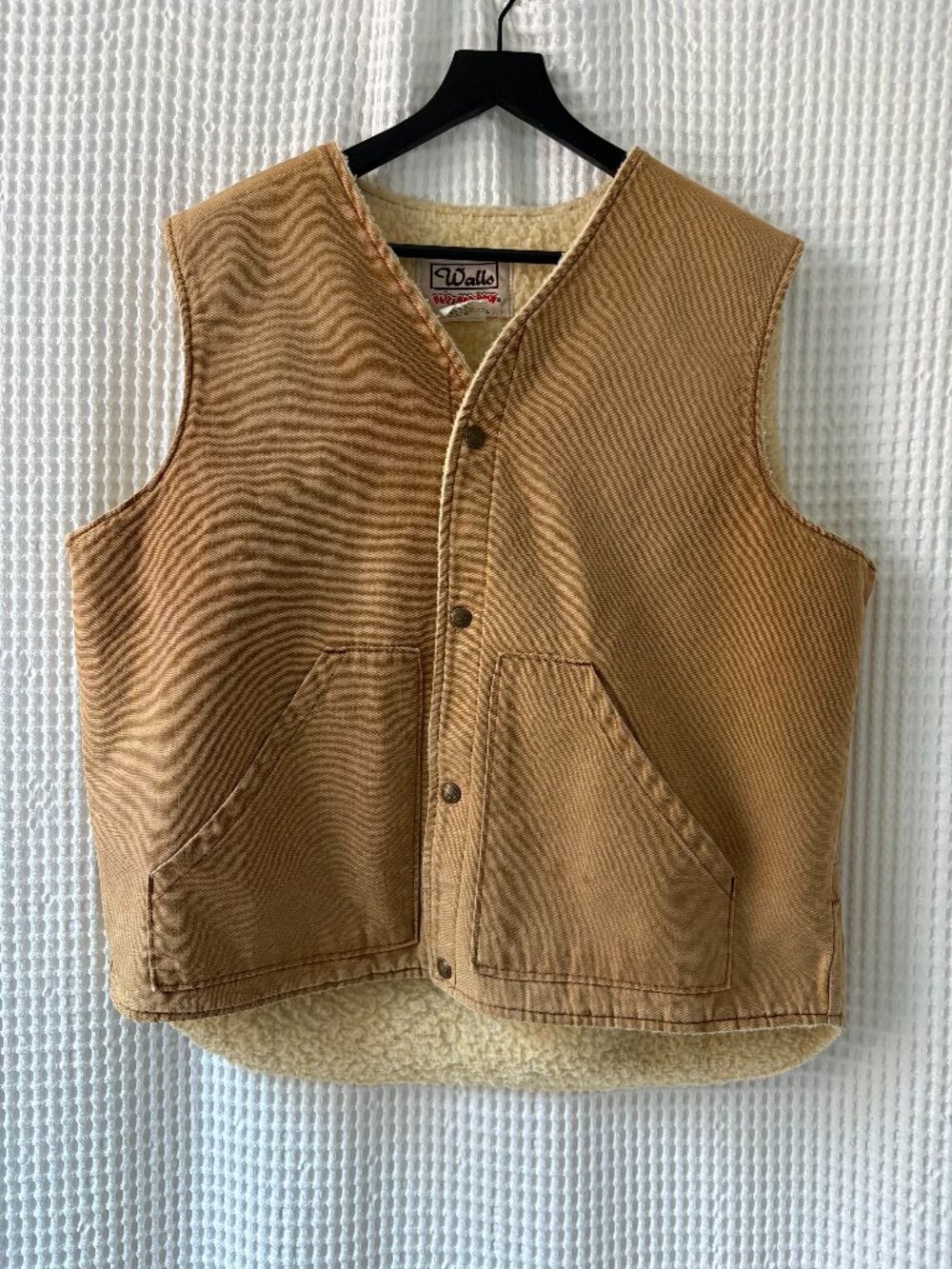 Vintage Walls Blizzard Pruf brown canvas sherpa-lined men's vest size XL reg